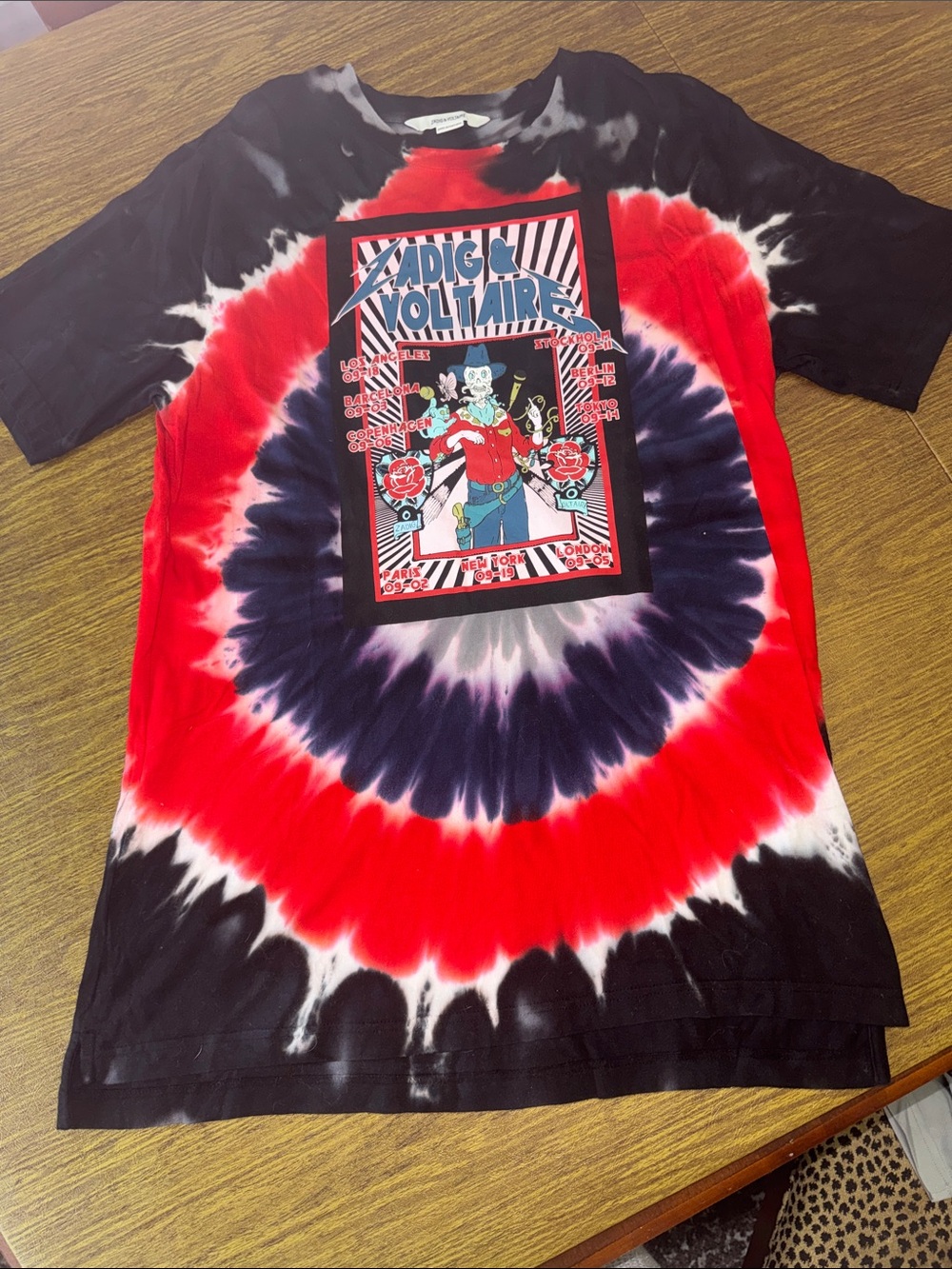 Zadig & Voltaire Men’s Red Black Tie-Dye Graphic Tee